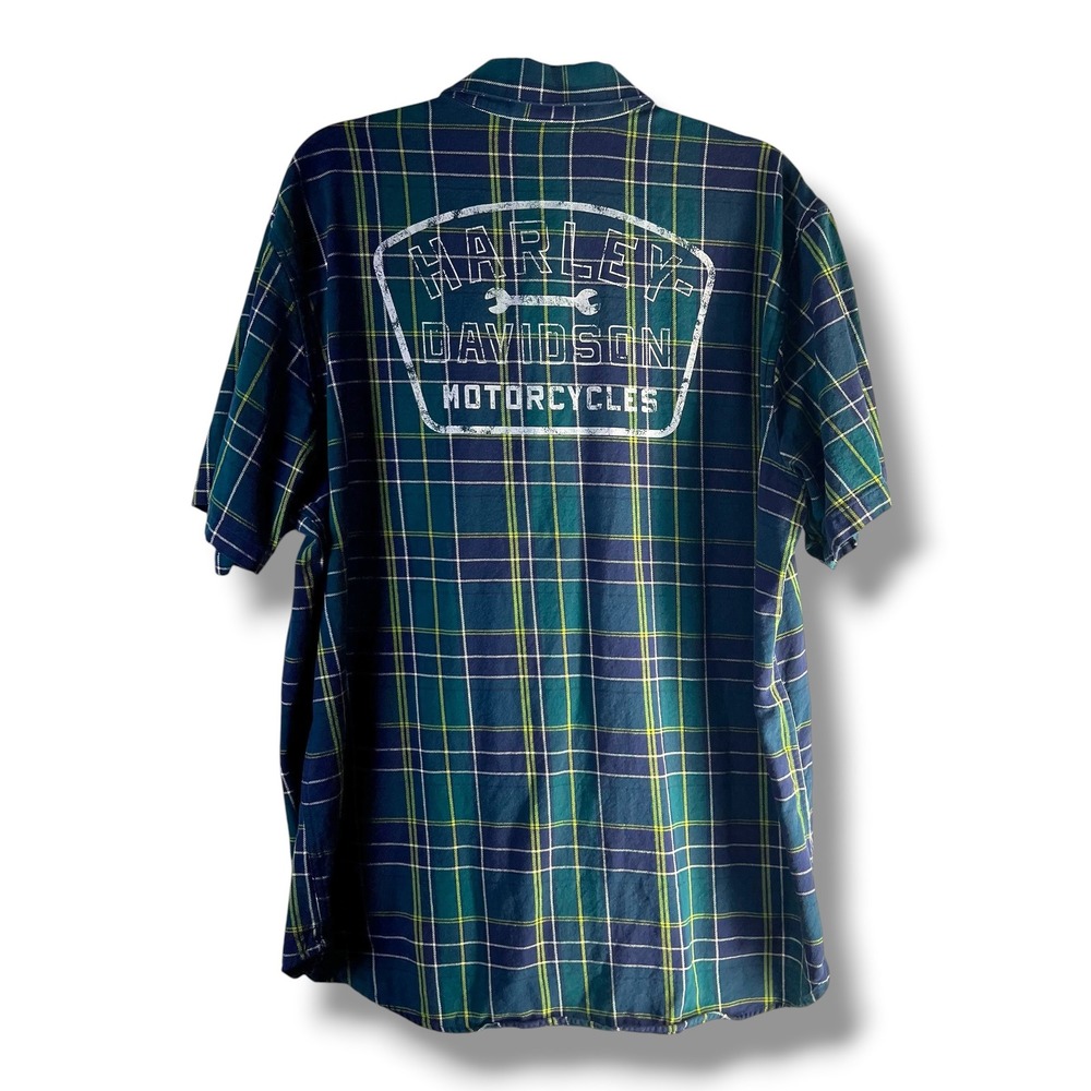 Harley-Davidson Mens Sz XL Shirt Wrench Crew Plaid Button Up Biker 96166-23VM - Picture 2 of 10